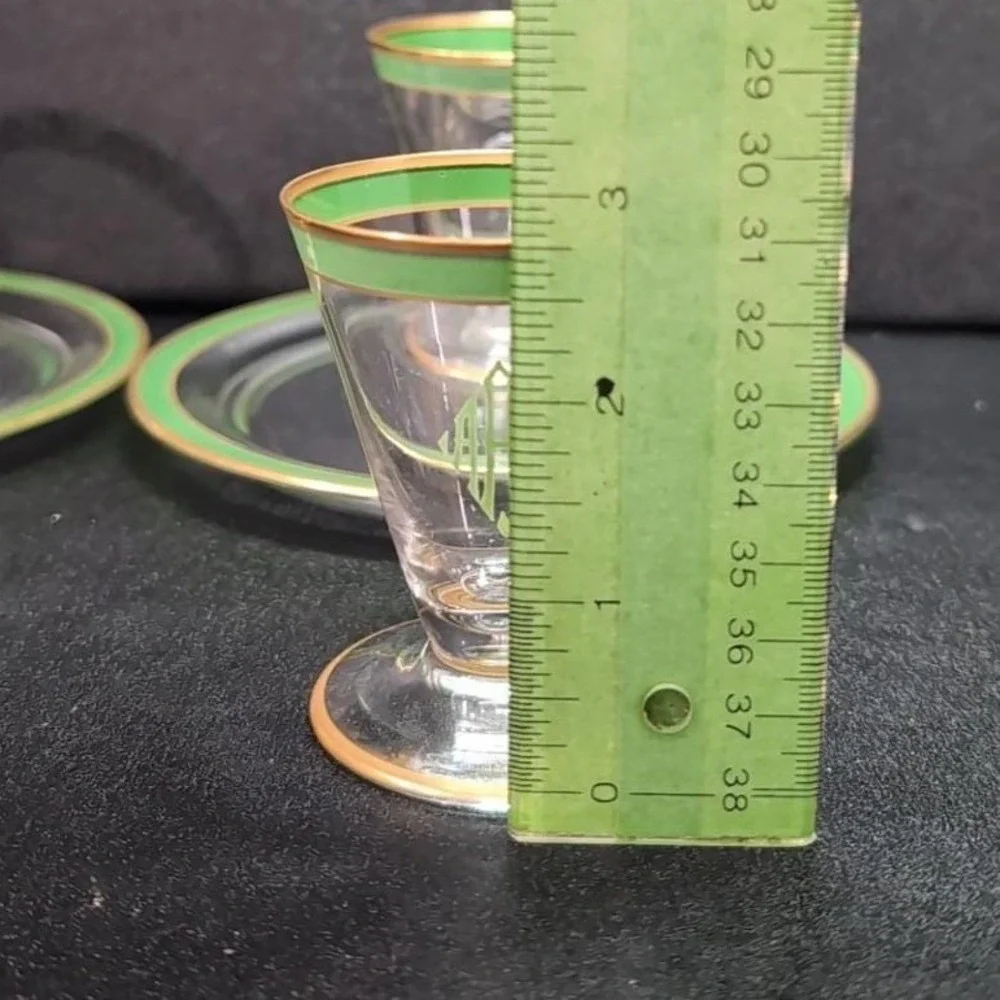 Mid-Century Modern Snack Plates, Set of 4,‎ Vintage Gold Trim Decor, Tableware